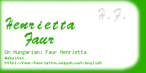 henrietta faur business card